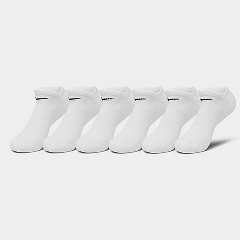 Nike Everyday Cushioned Training No-Show Socks (6-Pack) in White/Black Size: Medium