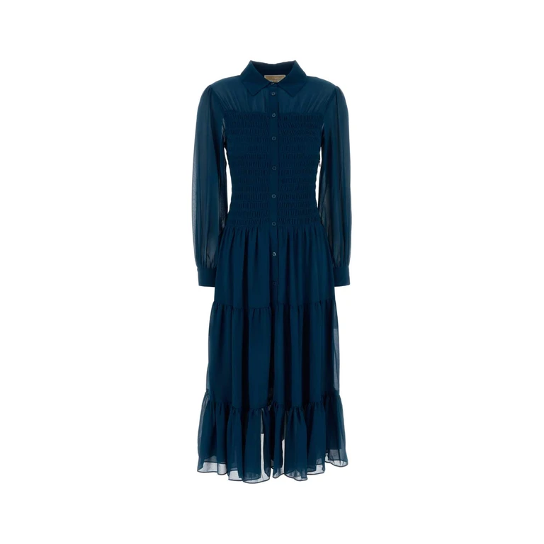 Michael By Michael Kors Blue Georgette Shirt Dress River Recycled Polyest Er Polyester Abiti - Women