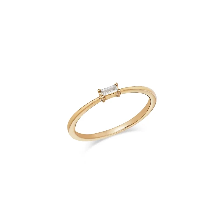 14K Yellow Gold Lab Grown Diamond Baguette Solitaire Ring
