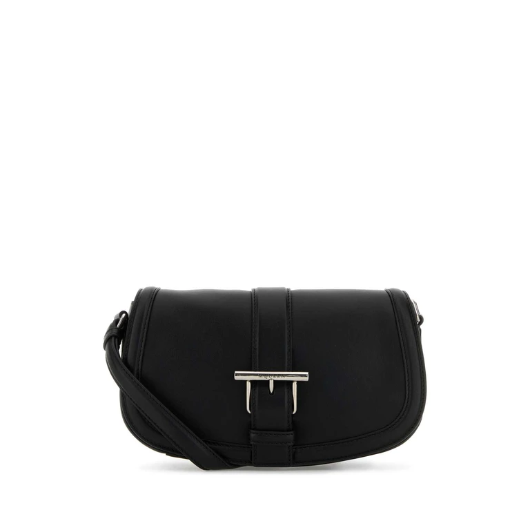 Alexander McQueen Black Leather Satchel Crossbody Bag Blacksilver T-bar Borse A Tracolla - Women