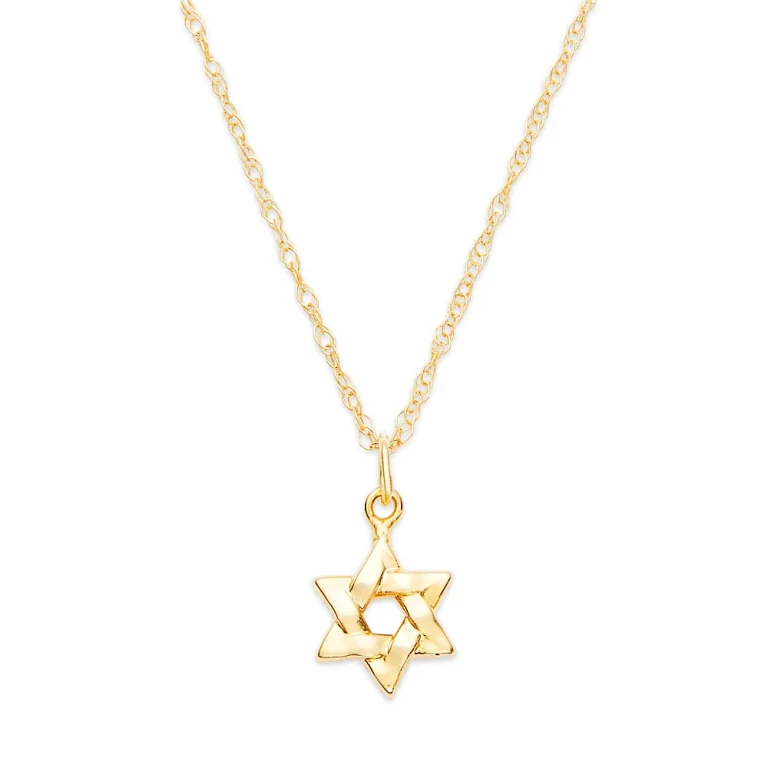 Star of David Pendant Necklace in 14K Yellow Gold, 18