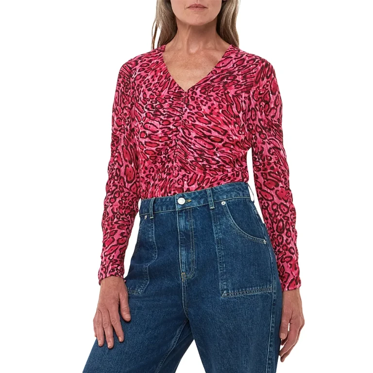 Whistles Waving Leopard Gathered Top