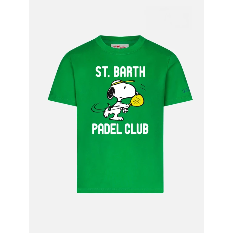 Mc2 Saint Barth Boy Cotton T-Shirt With Snoopy Print - Peanuts Special Edition Green