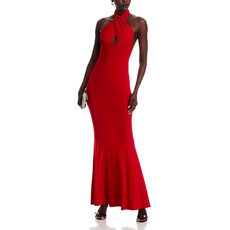 Norma Kamali cross Halter Fishtail Dress