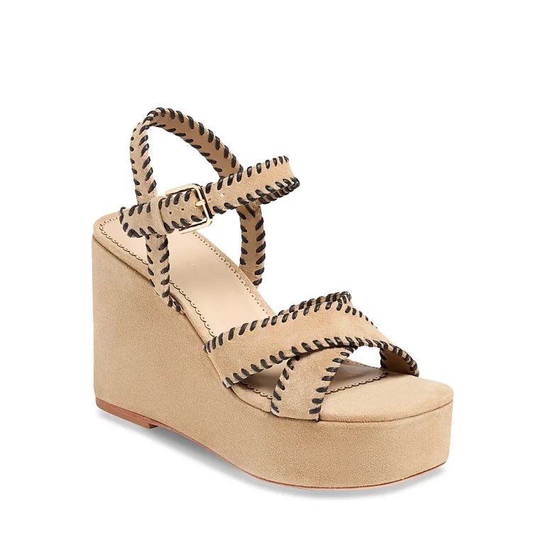 Cinq a Sept Women's Sasha Whipstitch Fringe Suede Wedge Sandals