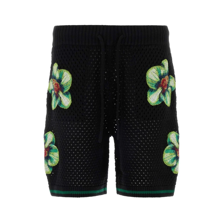 Casablanca Black Crochet Bermuda Shorts Glitchorchid Exterior: Cotton - Men