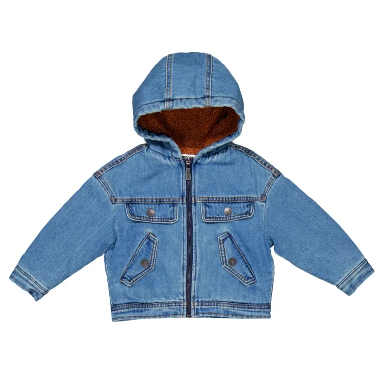 Moschino Boys Embossed Logo Hooded Denim Jacket