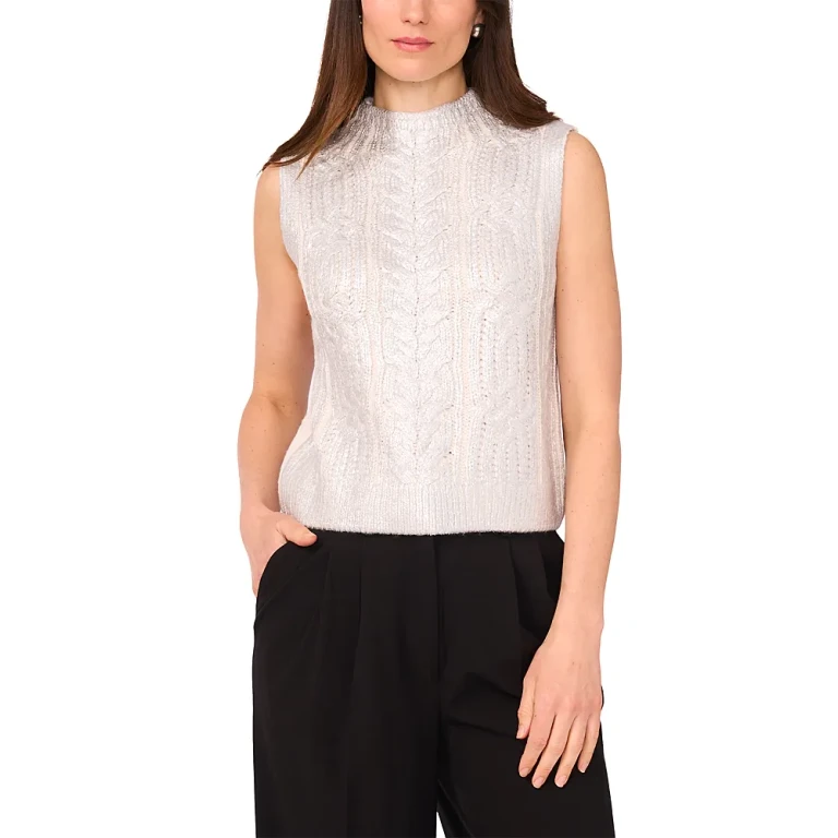 Vince Camuto Mixed Cable Funnel Neck Sweater