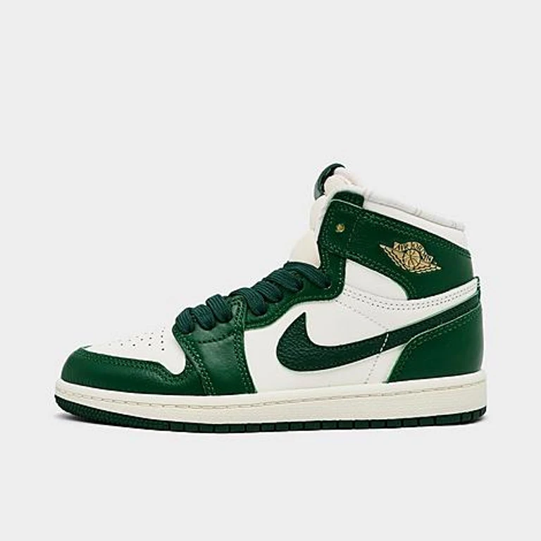 Jordan Little Kids Air Retro 1 High OG Casual Shoes in Pale Ivory/Fir/Coconut Milk Size: 1.0
