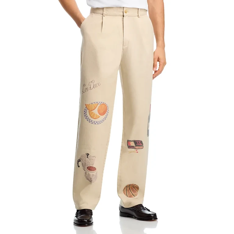 Les Deux Romeo Pleated Canvas Graphic Pants