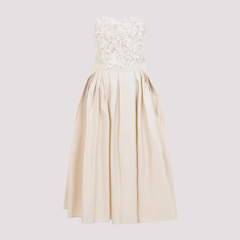 Elisabetta Franchi Embroidered Mini Dress Nude & Neutrals Polyester - Women