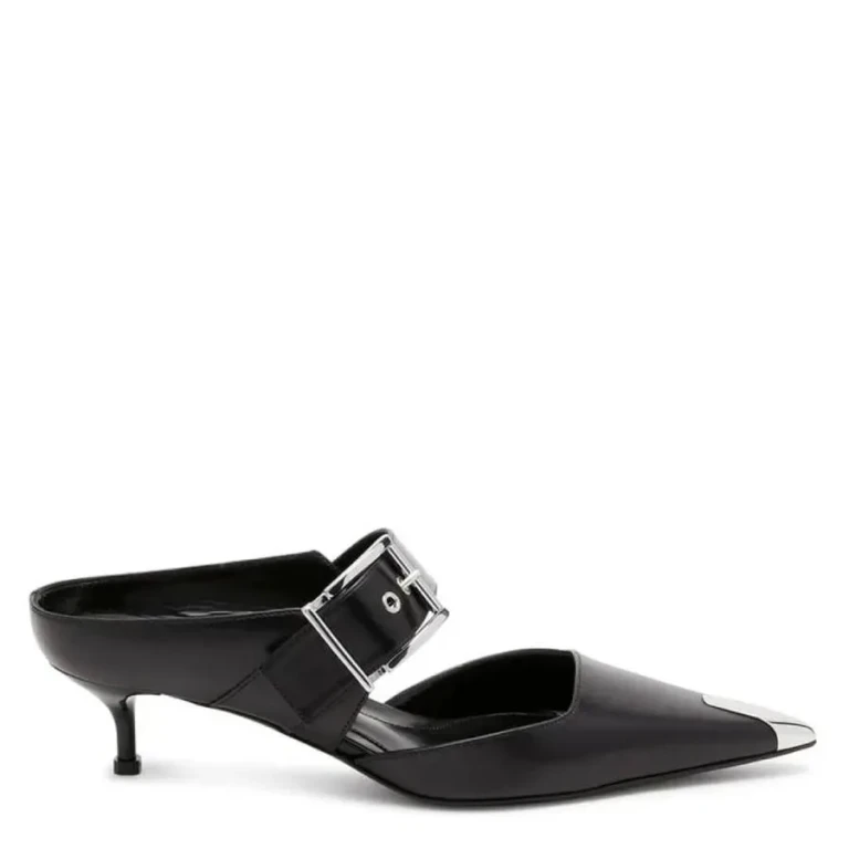 Alexander Mcqueen Punk Buckle Pointed-Toe Mules