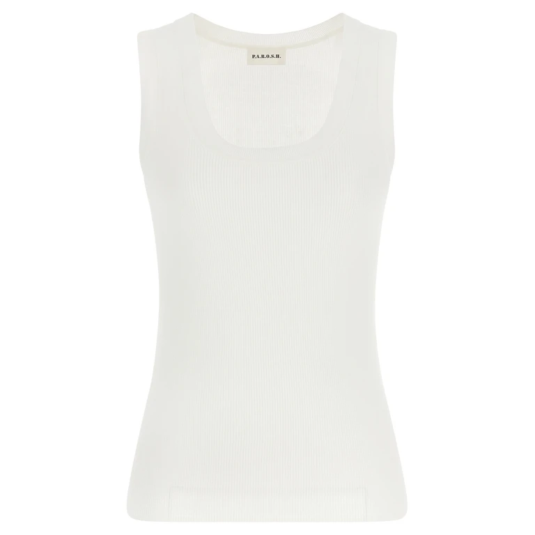 P. A.R. O.S. H. Cipria26 top White Cotton Tops - Women