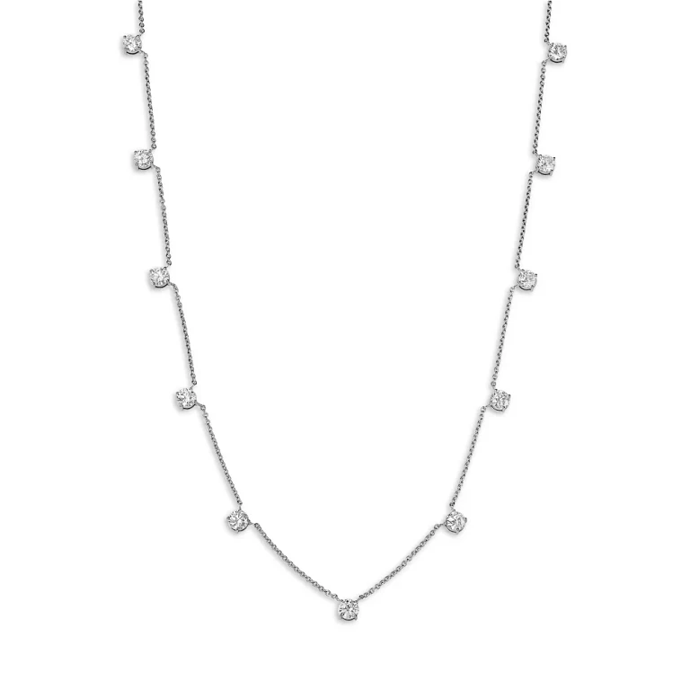 Luxe Collection Certified Lab Grown Diamond Station Necklace in 14K White Gold, 5.5 tcw