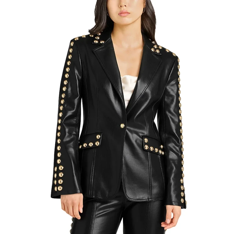 Cinq a Sept Studded Faux Leather Milly Jacket