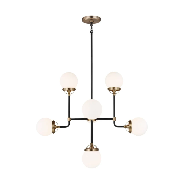 Satin Brass Eight Light Chandelier from the Cafe Collection
