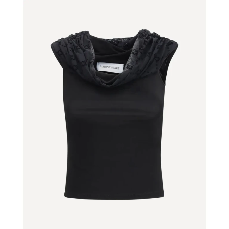 MARINE SERRE Top drapeado de hombros descubiertos Mujer 36