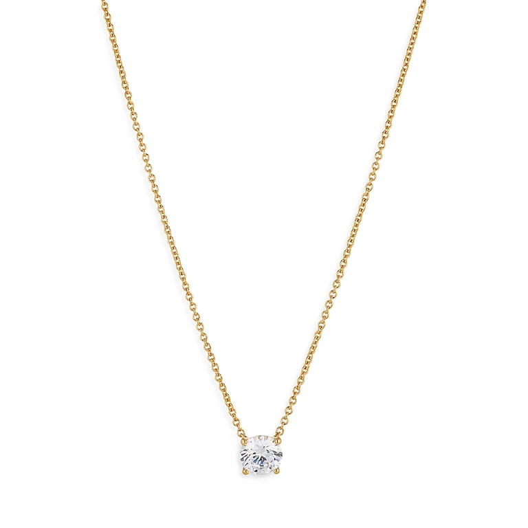 Nadri Modern Love Round Cut Solitaire Necklace, 16-18