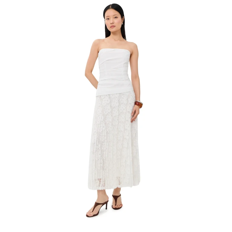 SIMKHAI Annalise Cotton Lace Midi Dress Ivory 6