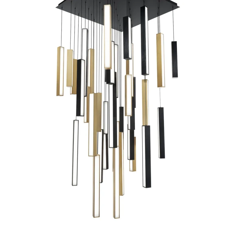 Black Aged Brass & Black LED Pendant from the Chaos Collection