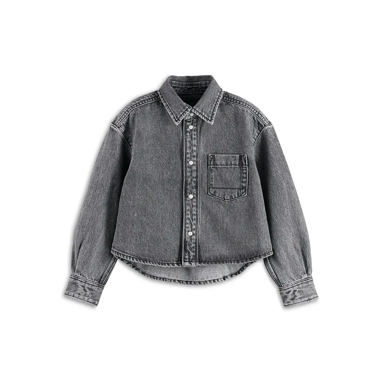 Scotch & Soda Girls' Washed Black Denim Overshirt - Little Kid, Big Kid