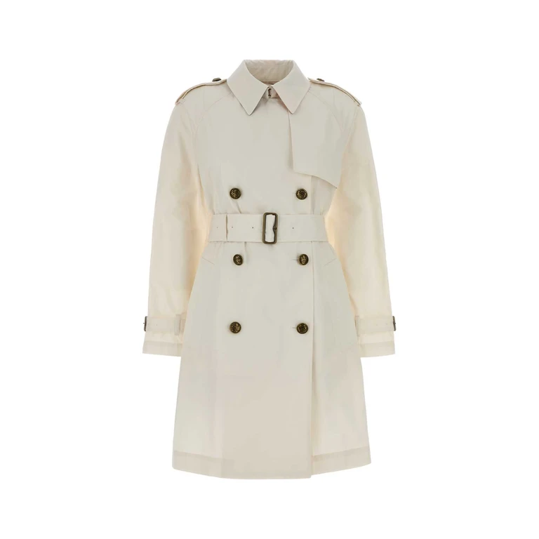 Burberry Ivory Cotton Belgravia Trench Coat Seashellwhite Exterior - Women