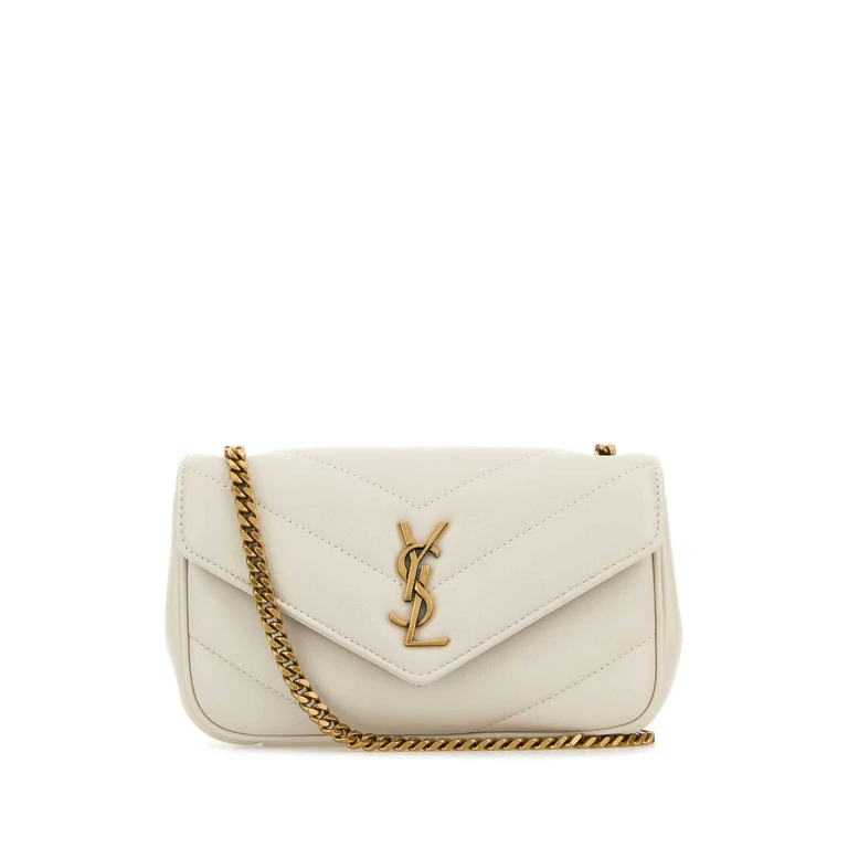 Saint Laurent Ivory Leather Mini Loulou Crossbody Bag Crema Soft Borse A Tracolla - Women