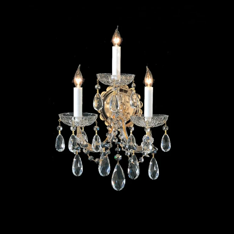 Maria Theresa 3-Light 14" Wall Sconce in Gold with Clear Hand Cut Crystals