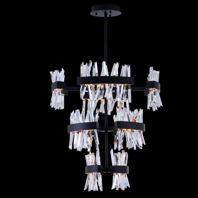 Matte Balck LED Foyer Pendant from the Glacier Collection