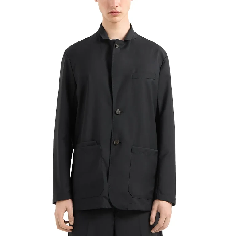 Emporio Armani Regular Fit Poplin Lightweight Wool Blazer