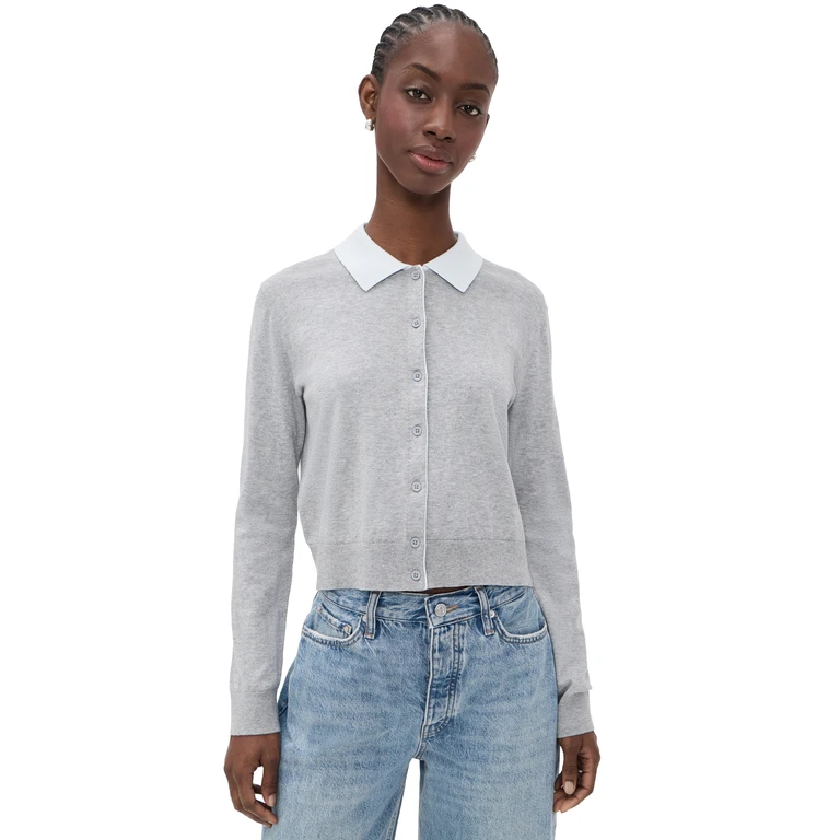 Velvet Riven Cardigan Heather Grey M