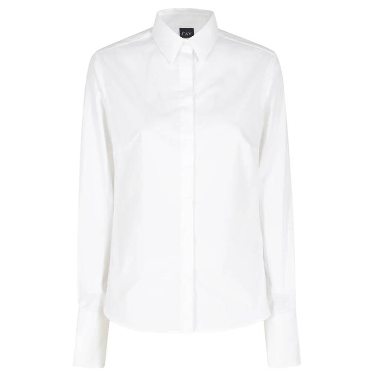 Fay Camicia Slim Basic White Cotone Spandex - Women