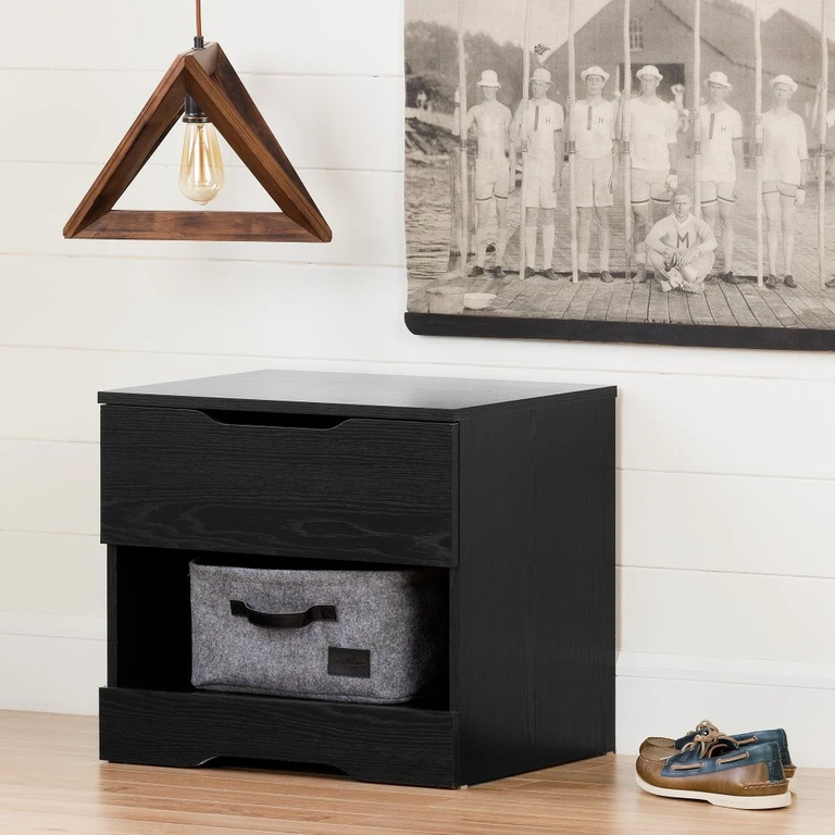 Modern Farmhouse Black Oak Nightstand - South Shore