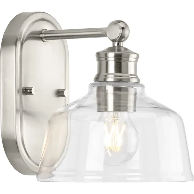 Brushed Nickel One Light Bath from the Singleton Collection