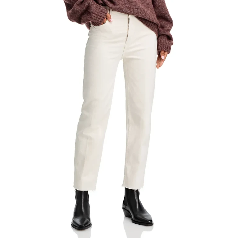 Re/Done 70s Stove Pipe High Rise Straight Ankle Jeans in Vintage White