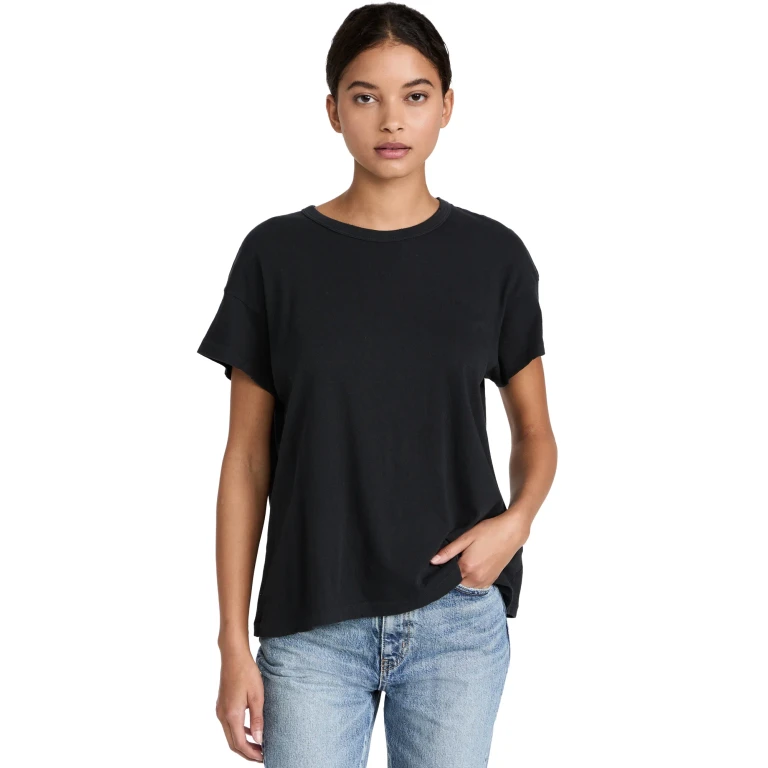 THE GREAT. The Boxy Crew Tee Almost Black 2