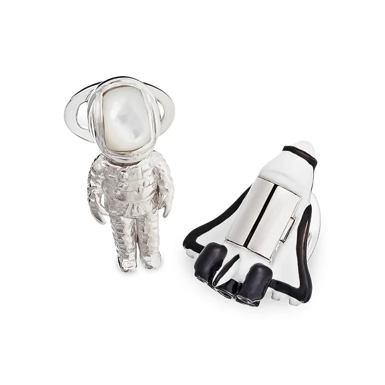 Astronaut & Rocket Sterling Silver & Mother Of Pearl Cufflinks