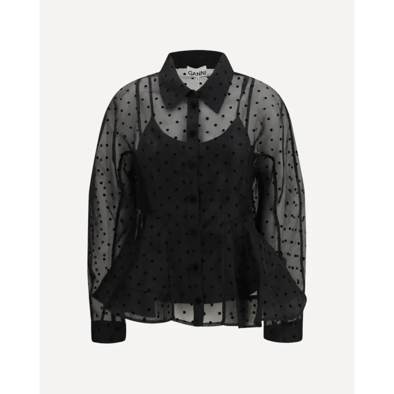 GANNI Polka dot organza Shirt Female 38