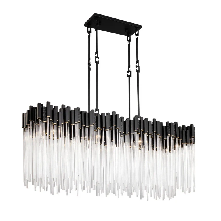 Matte Black French Gold Linear Pendant from the Matrix Collection