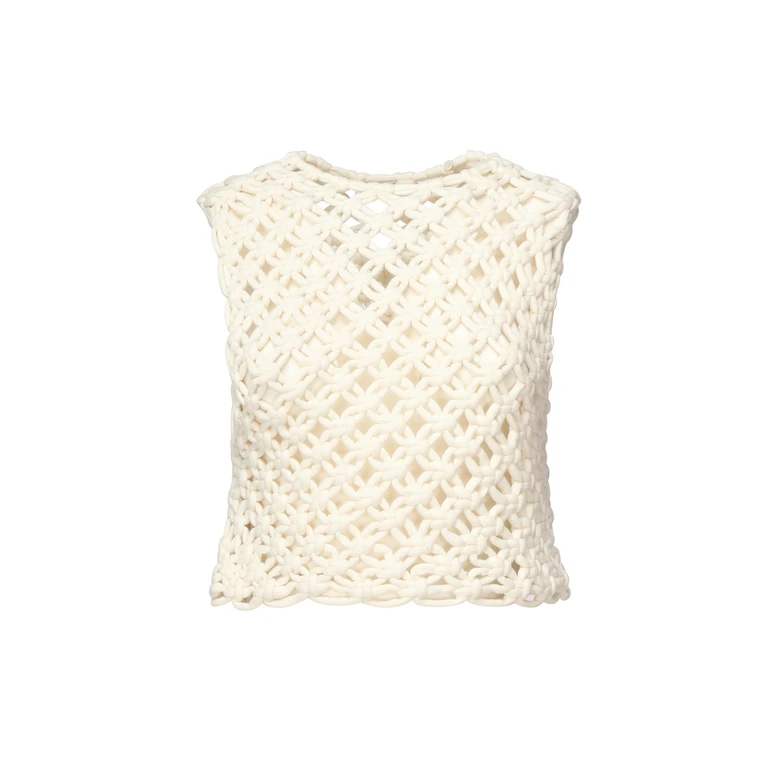 Alaia Top White Cotton Polyamide - Women