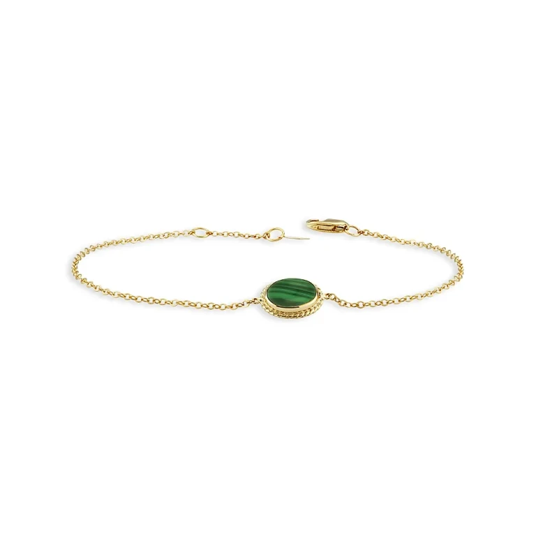 Malachite Bracelet in 14K Yellow Gold