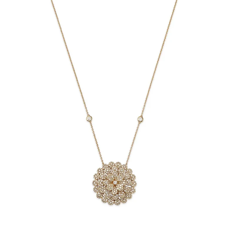 Bloomingdale's Diamond Pave Flower Pendant Necklace in 14K Yellow Gold, 1.50 tcw
