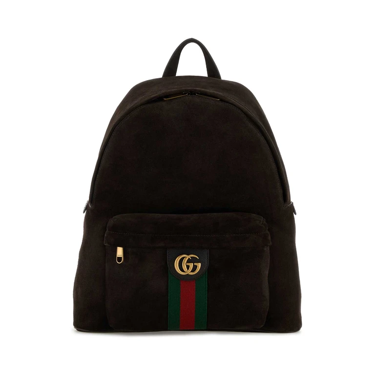 Gucci Dark Brown Suede Medium Ophidia Backpack 2043 Zaini - Men