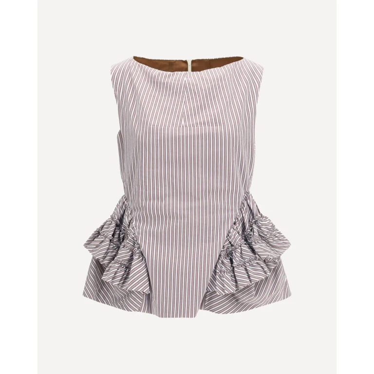 DRIES VAN NOTEN Striped ruffled peplum Top Female 38