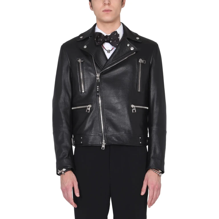 Chaqueta motera de cuero PINKO para mujer, talla 36
