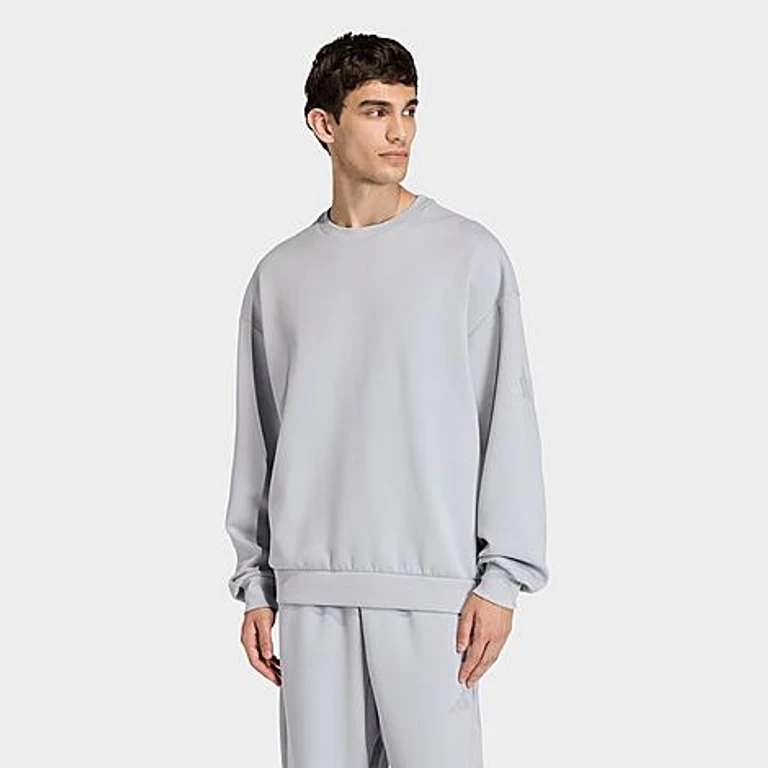 adidas Men's Soft Lux Sweatshirt in Halo Silver Size: XS