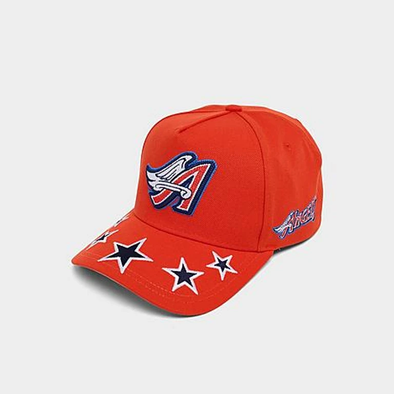 Mitchell & Ness Los Angeles Angels MLB Shining Stars Pro Crown Snapback Hat in Red/Blue