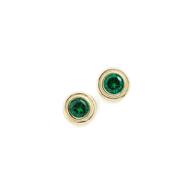 SHASHI Reagan Round Emerald Studs Emerald One Size