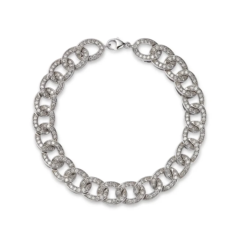 Diamond Chain Link Bracelet in 14K White Gold, 3.0 tcw