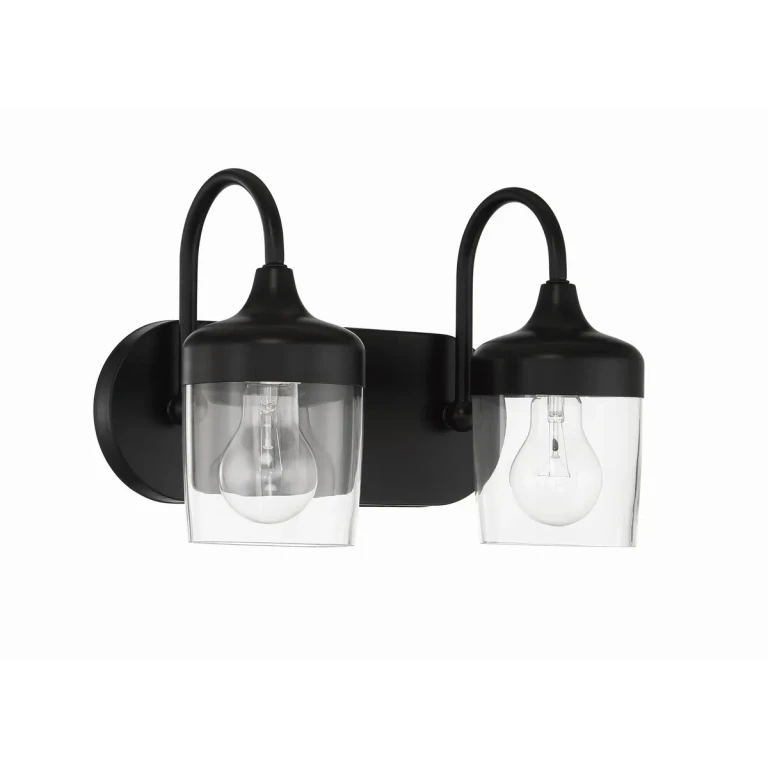 Flat Black Two Light Vanity from the Wrenn Collection
